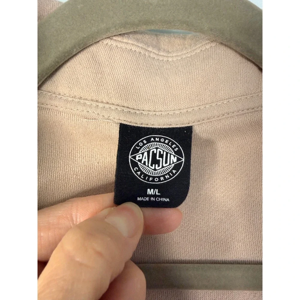 PacSun Fleece Shacket Womens M/L Beige‎ Button Front Oversized Jacket Shirt